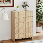 5 Drawer Dresser for Bedroom Set of 2, Modern Closet Chest of Drawers with Wave Fluted Drawer, Wood Storage Small Dresser Organizer for Nursery Bedroom Living Room Hallway Closet (Natural)