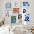 Kitchen Pictures Wall Decor Framed Wall Art Set of 10, White Framed William Morris Wall Art, Blue Artworks for Matisse Prints Set for Room Decor Aesthetic