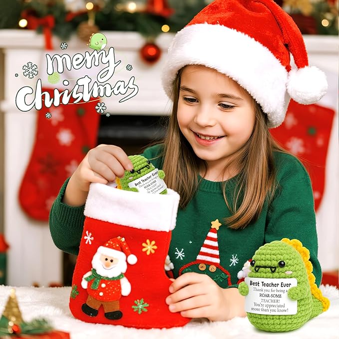 OCCdesign Mini Teacher Gifts for Christmas Teacher Appreciation Gifts for Best Teachers Ever Handmade Crochet Dinosaur Thank You Gift for Teachers Christmas Birthday Retirement Gift Ideas