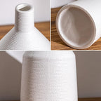 Vintage White Ceramic Vase 7 Inch Farmhouse Small Vase for Home Decor, Living Room, Shelf, Office, Rustic Table Centerpiece