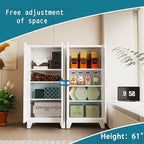 61" Tall Farmhouse Metal Pantry Cabinet, Kitchen Pantry Storage Cabinets with 2 Barn Door and Adjustable Shelves,Metal Pantry Storage Cabinet,for Kitchen,Laundry Room,Home Office,Kids Room (White)