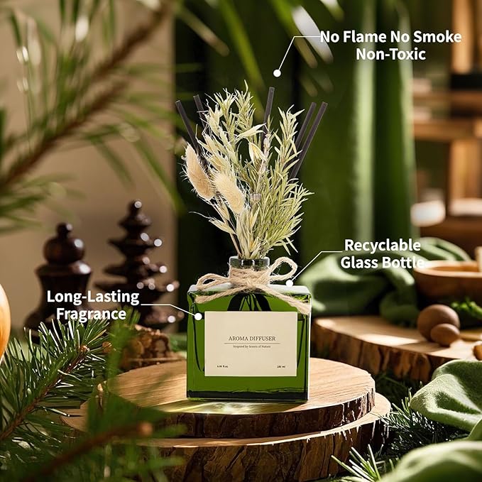 Reed Diffuser, 6.09 oz Ebony Rose Scent Diffuser with Sticks & Dried Flowers, 120 Days Long Lasting Reed diffusers for Home, Elegant Fragrance for Bathroom Bedroom Office Decor, Air Fresh