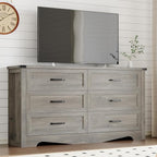 6-Drawer Dresser for Bedroom, Modern Wooden Chest of Drawers with Metal Handles, Anti-Tipping Design, Sturdy and Stable Storage Organizer for Living Room, Entryway, Home Office