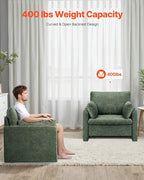 VEVOR Oversized Accent Chair, Armchair with Padded Arms, Comfy Single Sofa Chair, Modern Reading Lounge Chairs for Living Room, Bedroom, Green