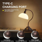 Cordless LED Table Lamp, 180° Swing Arm Desk Lamp, Rechargeable, Dimmable/3 Color/Memory Function, Vintage Rechargeable Table Light for Living Room,Bedroom,Bedside, Oil Rubbed Bronze