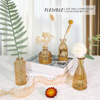 12pcs Glass Bud Vase Set, Small Gold Amber Flower Vases for Centerpieces in Bulk, Mini Vintage Vase for Wedding, Home,Table Decoration