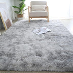 CAIYUECS Shag Area Rug for Living Room: Indoor Ultra Soft Plush Rugs for Bedroom Living Room - Non-Skid Modern Nursery Faux Fur Rugs for Kids Room Home Decor (Tie-Dyed Light Gray, 6x9 Feet)
