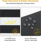 Inflatable Outdoor Ottoman with Air Pump,20"x9" Portable Patio Pouf,Water Resistant,Fade-Resistant,Round Blow Up Footrest Stools for Home Garden Camping Travel(Black White)