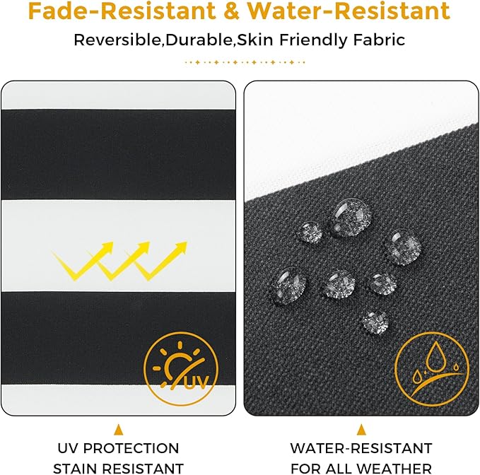 Inflatable Outdoor Ottoman with Air Pump,20"x9" Portable Patio Pouf,Water Resistant,Fade-Resistant,Round Blow Up Footrest Stools for Home Garden Camping Travel(Black White)