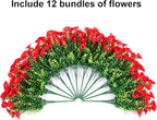 HyeFlora Artificial Flowers for Outdoors Fake Plants Outside Decoration, 12 Bundles Silk Red Morning Glory UV Resistant Look Real Faux Flowers for Planter Front Door Porch Patio Yard Gardens Balcony