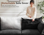 102.6" Luxury Modular Sleeper Sofa Bed 6 Seat Reversible Sectional Couch Deep Seat with Storage Chaises Removable Cover for Living Room, Apartment - Chenille Black