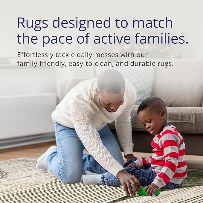 Abani Mid-Century Green Arch Washable Area Rug – 6' x 9' – Modern Geometric Design – Ivy Collection – Non-Shedding, Easy to Clean – Durable for High Traffic Areas – Living Room, Bedroom & Office