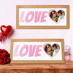 Gifts for Him/Her - Personalized Photo Frame with Love Design, Wall Mount or Tabletop Display, Romantic Gifts for Boyfriend Girlfriend Anniversary Birthday Valentine's