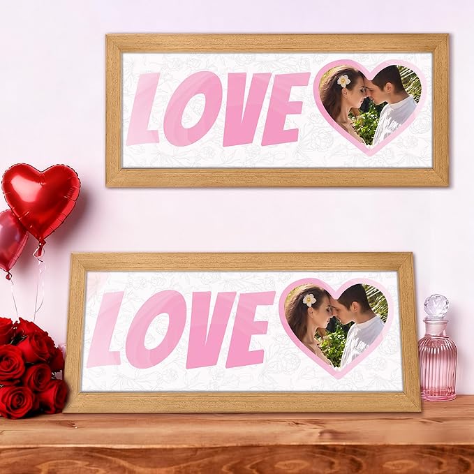 Gifts for Him/Her - Personalized Photo Frame with Love Design, Wall Mount or Tabletop Display, Romantic Gifts for Boyfriend Girlfriend Anniversary Birthday Valentine's