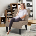 Yongqiang Accent Chairs Set of 2 Modern Armless Living Room Bedroom Side Chairs Button Tufted Upholstered Leisure Chair with Wood Legs