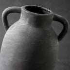 Terracotta Farmhouse Flower Vase, 9.6 Inch Ceramic Rustic Vase with 2 Handles, Decorative Vase Boho Decor for Home Decor, Table, Living Room, Shelf Decoration