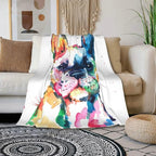 HGOD DESIGNS Watercolor French Bulldog Fleece Throw Blanket Ultra Soft Cozy Blooming Decorative Flannel Blanket All Season for Home Couch Bed Chair Travel 50x60in