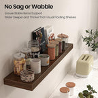 Floating Shelves for Wall, 40" W x 8" D x 1.5" H, Wooden Wall Mounted Display Shelves with Invisible Brackets for Living Room, Bedroom, Bathroom, Kitchen Decor and Storage, Set of 2, Walnut