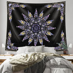 Damanse Floral Tapestry Wall Hanging Cute,Boho Wall Tapestry for Bedroom Aesthetic,Mandala Living Room Decor for Teen Girls (Purple, 49.20" x 59.10")