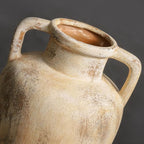 Ceramic Flower Vase, 8.85 inch Tall Terracotta Vase with 2 Handles, Rustic Farmhouse Vase for Home Decor, Living Room Shelf Decor, Enterway, Table