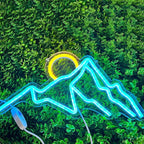 Ulalaza LED Decorative Lights USB Mountains Sunrise Sunset Led Neon Signs Home Decoration Wall Art Holiday Gift Brightness Adjustable 13.4''x6.7''
