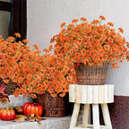 Krissing 48 Bundles Outdoor Artificial Flowers UV Resistant Fake Flowers Faux Plastic Flowers Plants Outside Garden Porch Window Box Fall Decor (Orange)