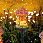 Dazzle Bright Solar Mushroom Lights Fairy Garden Lights for Home Decor Outdoor Decorative Stakes Mushroom House Solar Powered LED Landscape Lighting for Lawn, Walkway, Patio, Yard