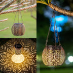 LeiDrail Hanging Solar Lanterns 2 Pack Solar Lanterns Outdoor Waterproof Garden Metal Decorative Light Patio Decor for Outside Yard Tree Tabletop Landscape