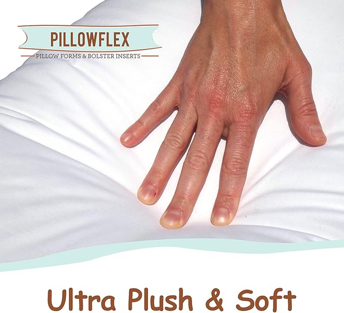 Pillowflex Synthetic Down Pillow Insert - 12x26 Down Alternative Pillow, Ultra Soft, Large Rectangle, Lumbar, Travel, Neck, Sleeping Pillow - 1 Decorative Pillow Form