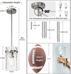 Brush Nickel Hammered Hand-Blown Glass Pendant Light Fixtures, Pendant Lights Kitchen Island Modern Kitchen Island Lighting Dining Room Light Farmhouse Island Lights Sink 2 Pack