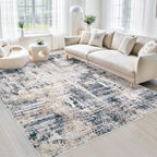 Area Rugs 6x9 Living Room: Washable Rug Modern Abstract Large Rugs Soft Non Slip Neutral Rug Stain Resistant Indoor Carpet for Bedroom Kitchen Dining Room Nursery Home Office Rugs(Black Brown,6'x9')
