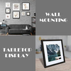 11x11 Black Picture Frame set of 3, Made of Wooden Square Photo frame - Displays 8x8 Picture With Mat or 11 x 11 Without Mat, Desktop and Wall Mounting Collage Frame set