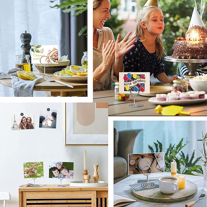 Table Number Holders 20Pcs - 2 Inch Mini Place Card Holder Short Table Number Stands for Wedding Party Graduation Reception Restaurant Home Centerpiece Decorations Office Memo (Silver)