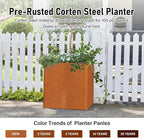 Corten Steel Planter Box 24"x24"x25", Large Square Metal Planter Indoor&Outdoor, Large Cube Planters with Drainage Hole for Porch/Patio/Garden