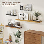 Dreamland 48 inch Floating Shelves for Wall Large Wall Mounted Shelves with Invisible Brackets, Oak Long Shelves for Bathroom, Living Room, Kitchen, Office, 48x9.1 inch deep Set of 2