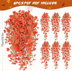 6 Bundles Artificial Fall Flowers for Outdoors Fake Plants Garden Home Fall Decor,UV Resistant Realistic Silk Faux Autumn Flower Indoor Outside Front Porch Patio Balcony Yard Farmhouse(Orange)