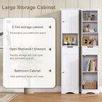 ChooChoo 67" Tall Bathroom Storage Cabinet Freestanding with Adjustable Shelves, Narrow Storage Linen Cabinet with 2 Doors and 1 Drawers for Bathroom, Living Room, Kitchen, White