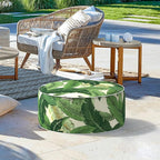 LVTXIII Outdoor/Indoor Round Inflatable Ottoman, All Weather Patio Footstool, Portable Footrest Seat for Patio Garden, Camping or Home, 21"x21"x9", Swaying Palms Green