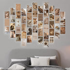 Y2K BOO Beige Brown Aesthetic Wall Collage Kit – 50 Modern & Vintage Photos, 4"x6" Semi-Gloss Prints for Teen Girls Dorm Room Decor, Cozy & Warm Everyday Moments, Gift for Birthday & Graduation