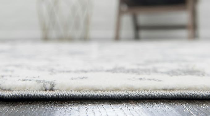 Unique Loom Rosso Collection Vintage, Geometric, Bohemian, Traditional, Distressed, Southwestern Area Rug, Rectangular 5' 0" x 8' 0", Light Gray/Ivory