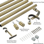 Curtain Rods for 28-161” Windows, Splicing Construction, 1” Adjustable Drapery Rod with Aluminum Alloy Brackets and Finials for Window, Sliding Door, Patio, Living Room Decoration, Antique Bronze