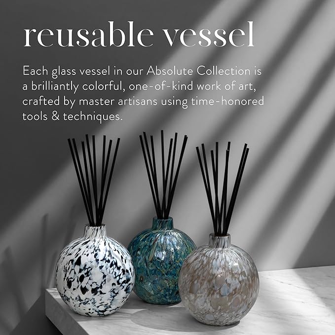 LAFCO New York Absolute Collection Reed Diffuser, Clary Sage - 15 oz - Up to 1 Year Fragrance Life - Reusable, Hand Blown Glass Vessel - Nylon Reeds - Made in The USA