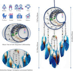 Tree of Life Dream Catchers,Handmade Rainbow Healing Crystal Stone Dream Catcher Wall Hanging Ornament for Bedroom Wedding Party Decor, Festival Blessing Gift (Blue Purple Tree of Life Art(Moon))
