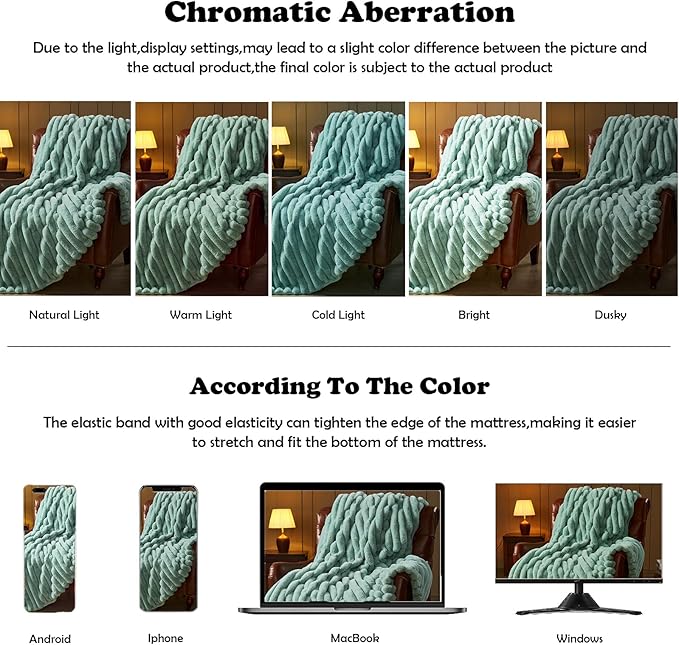 NEWCOSPLAY Faux Fur Twin Blanket New Sage Green 3D Ribbed Plush Thick Warm Blanket for Couch Sofa Bed 850GSM (New Sage Green Ribbed, Twin(60"x80"))