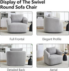 Swivel Accent Chair,360° Rotating Barrel Chair,Teddy Fleece High-Resilience Sponge Single Sofa, Easy Assembly for Living Room, Bedroom, Apartment Light Grey