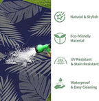 GENIMO Outdoor Rug 3' x 5' Waterproof for Patios Clearance, Reversible Outdoor Plastic Straw Camping Rug Carpet, Large Area Rugs Mats for RV, Camper, Deck, Balcony, Porch, Beach, Picnic Navy Blue&Grey