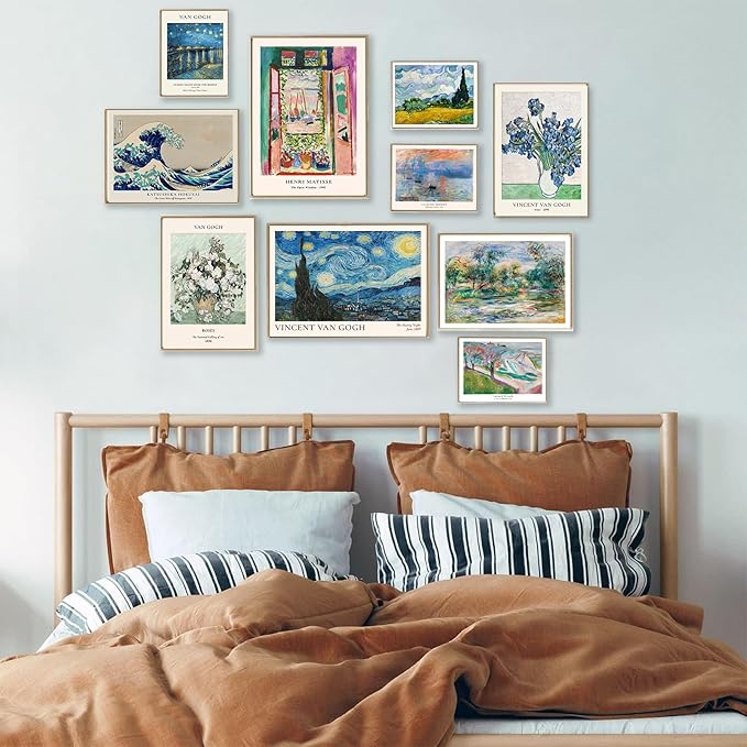 Vintage Eclectic Wall Decor Set of 9, Abstract Eclectic Prints Matisse Van Gogh Claude Monet Maximalist Famous Artist Painting Aesthetic Pictures, Trendy Maximalism Poster for Aesthetic Bedroom,