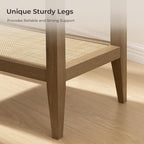 SICOTAS Rattan Nightstands Set of 2 Bedside Table - Boho Narrow End Table Living Room Set of 2 Side Table with Rattan Storage Shelves for Small Space