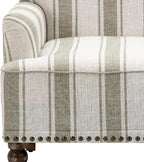 UIXE Stripe Accent Chair, Modern Upholstered Armchair in Fabric for Living Room, Nailhead Trim Club Arm Chair Comfy Single Sofa Bedroom Reading Seat with Wood Legs - Brown