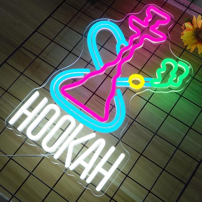Hookah Neon Sign Nargile Lounge Sign Colorful LED Light for Shisha Bars and Lounges Decor Dimable USB Neon Signs for Man Cave,Hookah Shops,Vape Bars and Vapor Lounges(16.5 * 9.8inch)